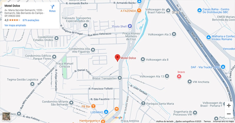 mapa de Localização do motel